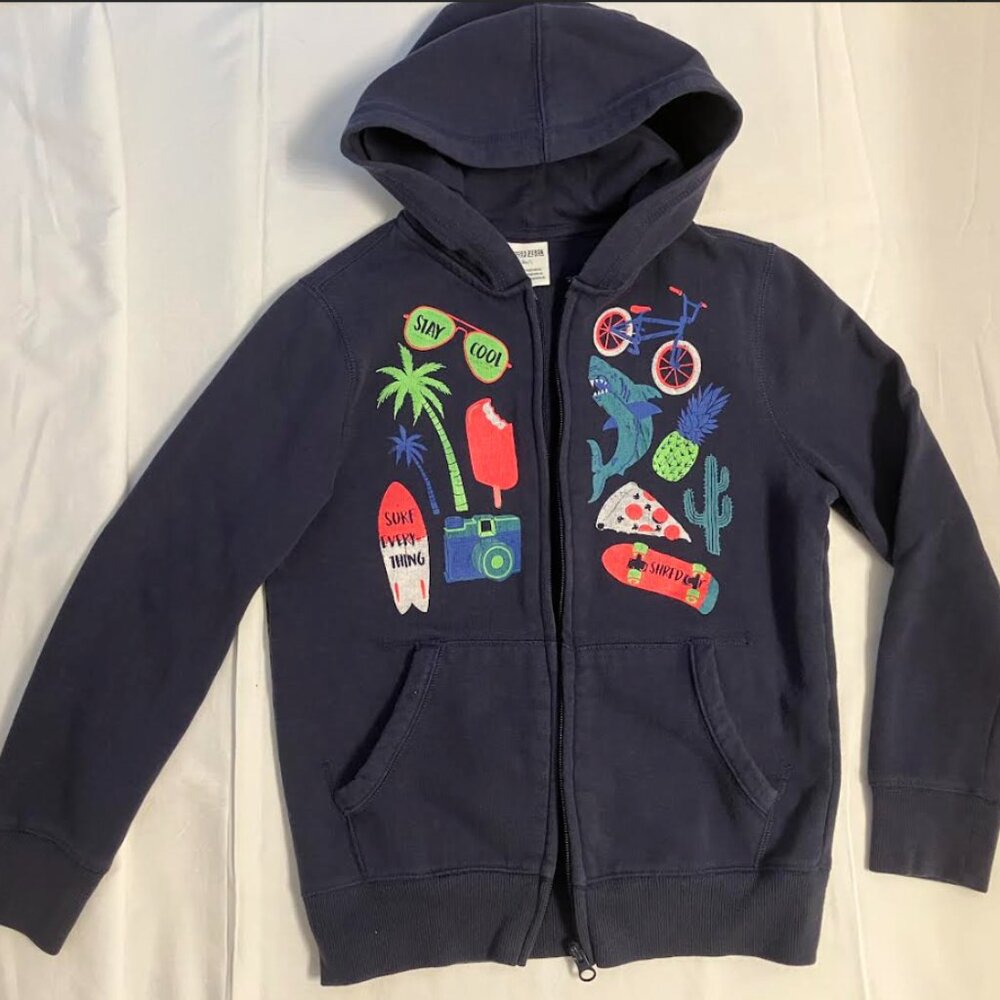 Spotted Zebra Navy Blue Hoodie with logos Size M for Boys or Girls